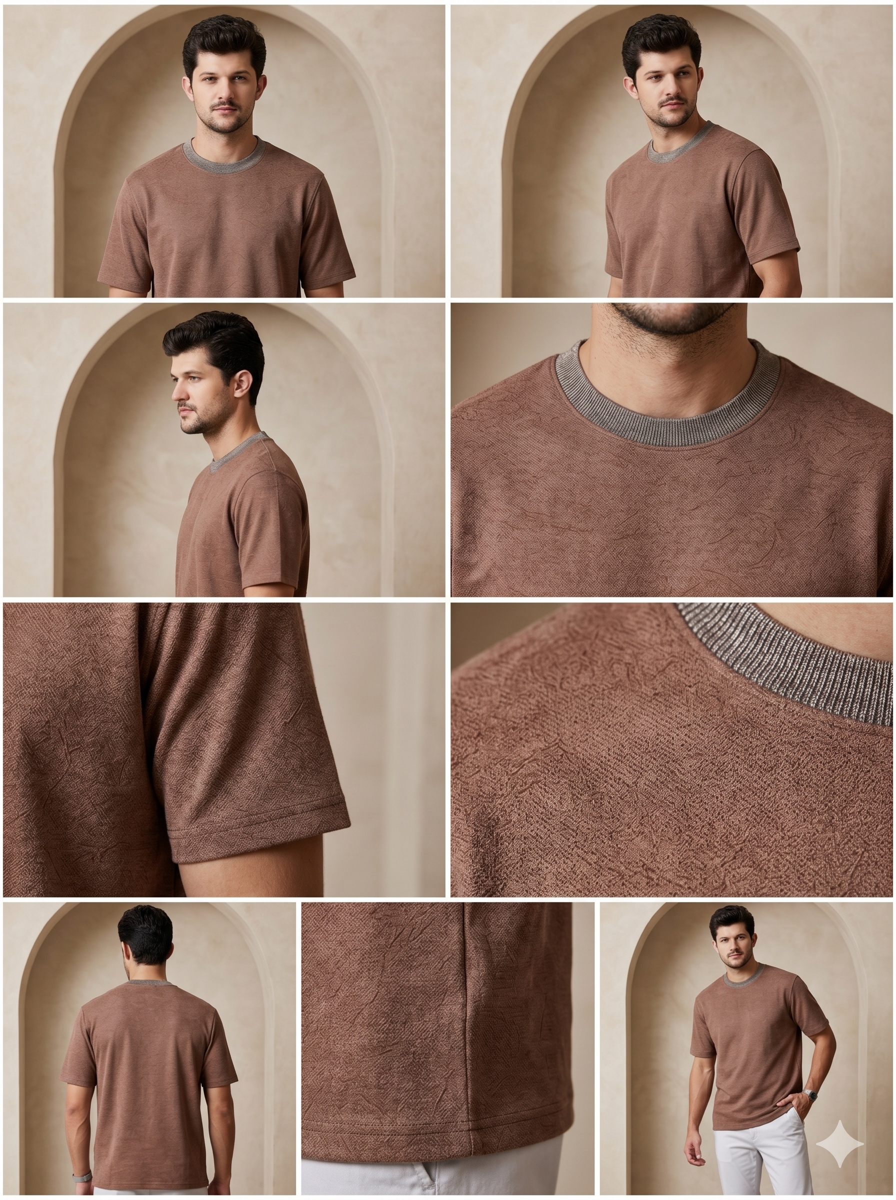 Cocoa Textured Crew Neck Tee