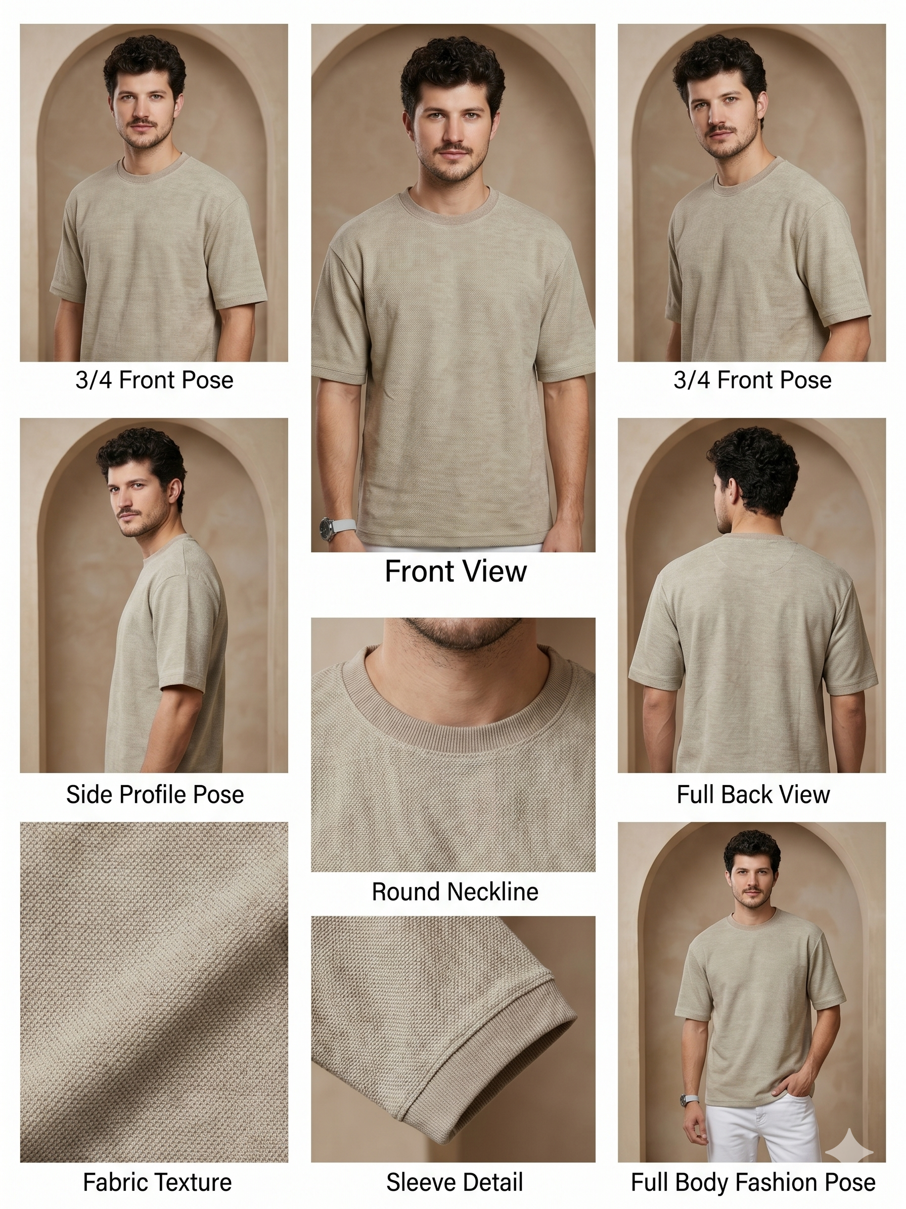 Cocoa Textured Crew Neck Tee
