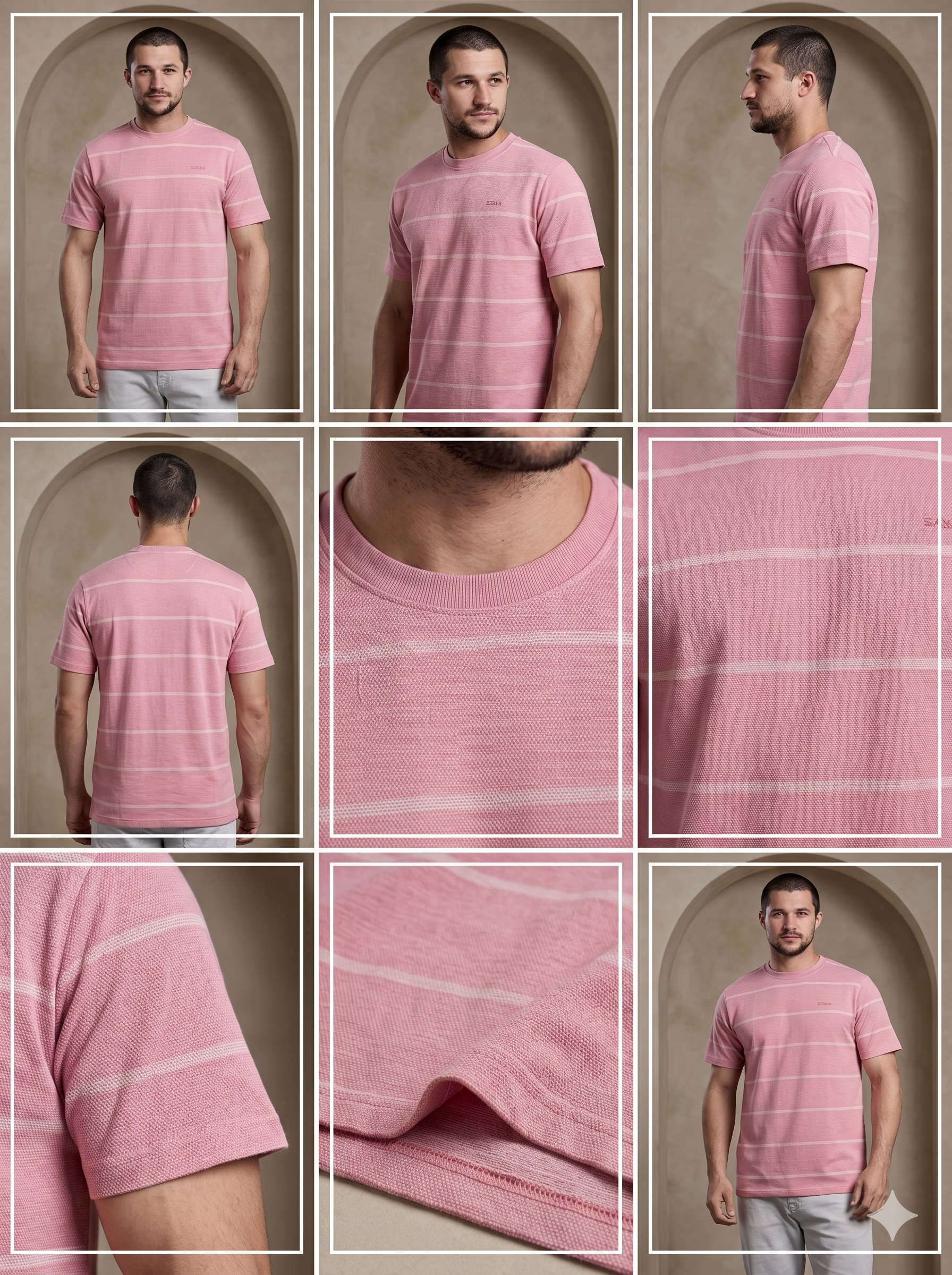 Rose Quartz Textured Stripe Tee