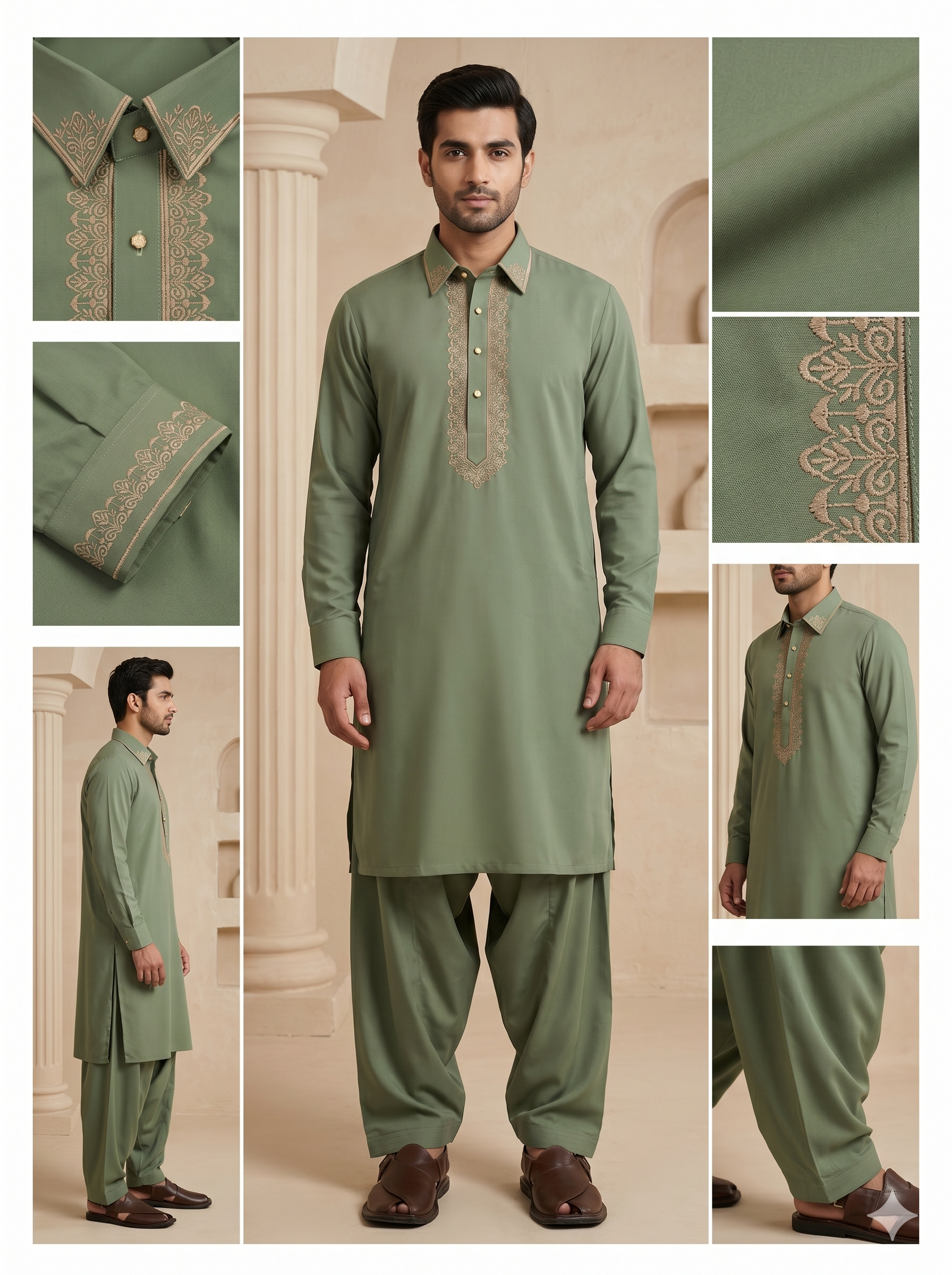 Armani Embroidery Pathani