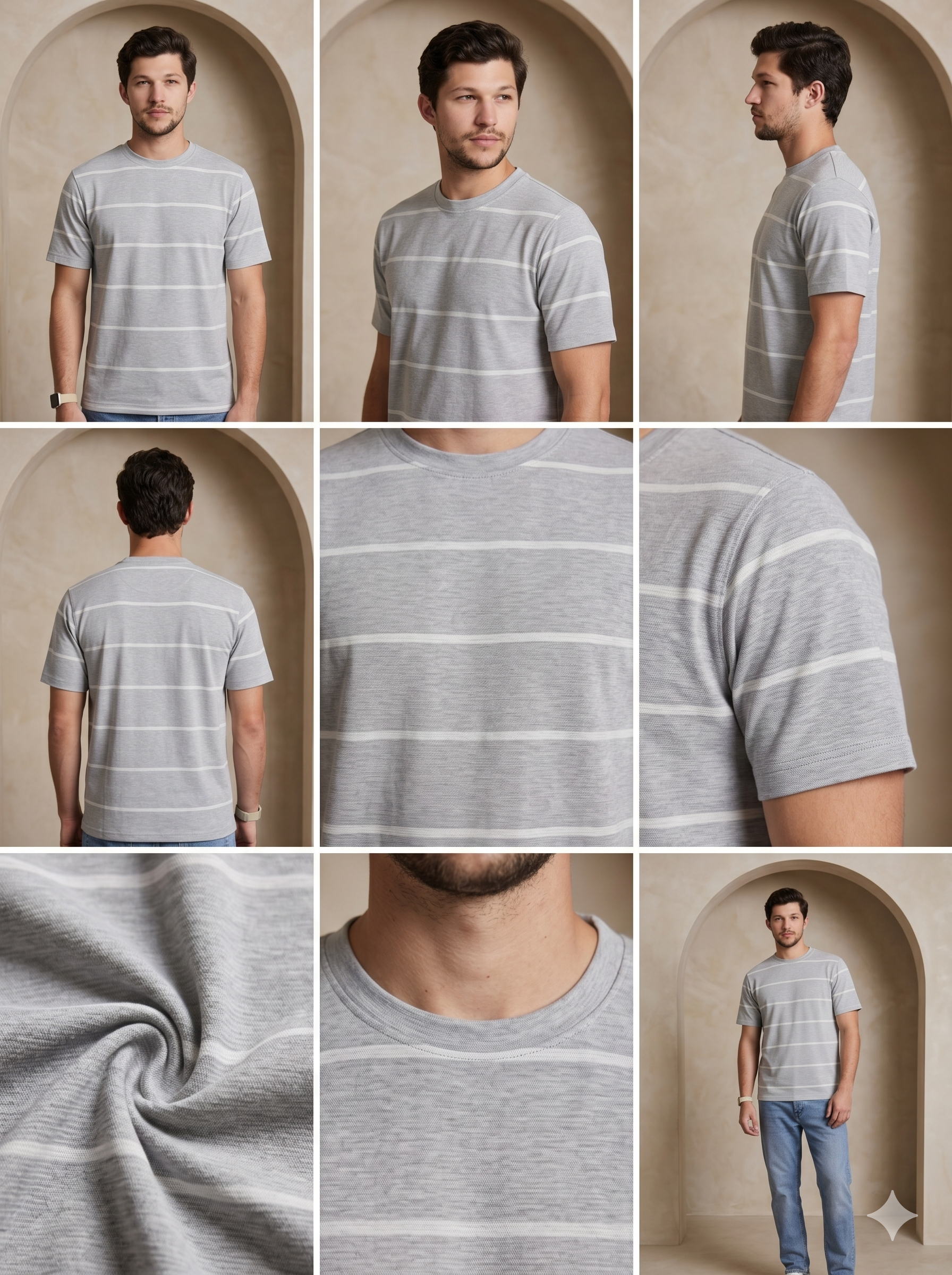 Rose Quartz Textured Stripe Tee