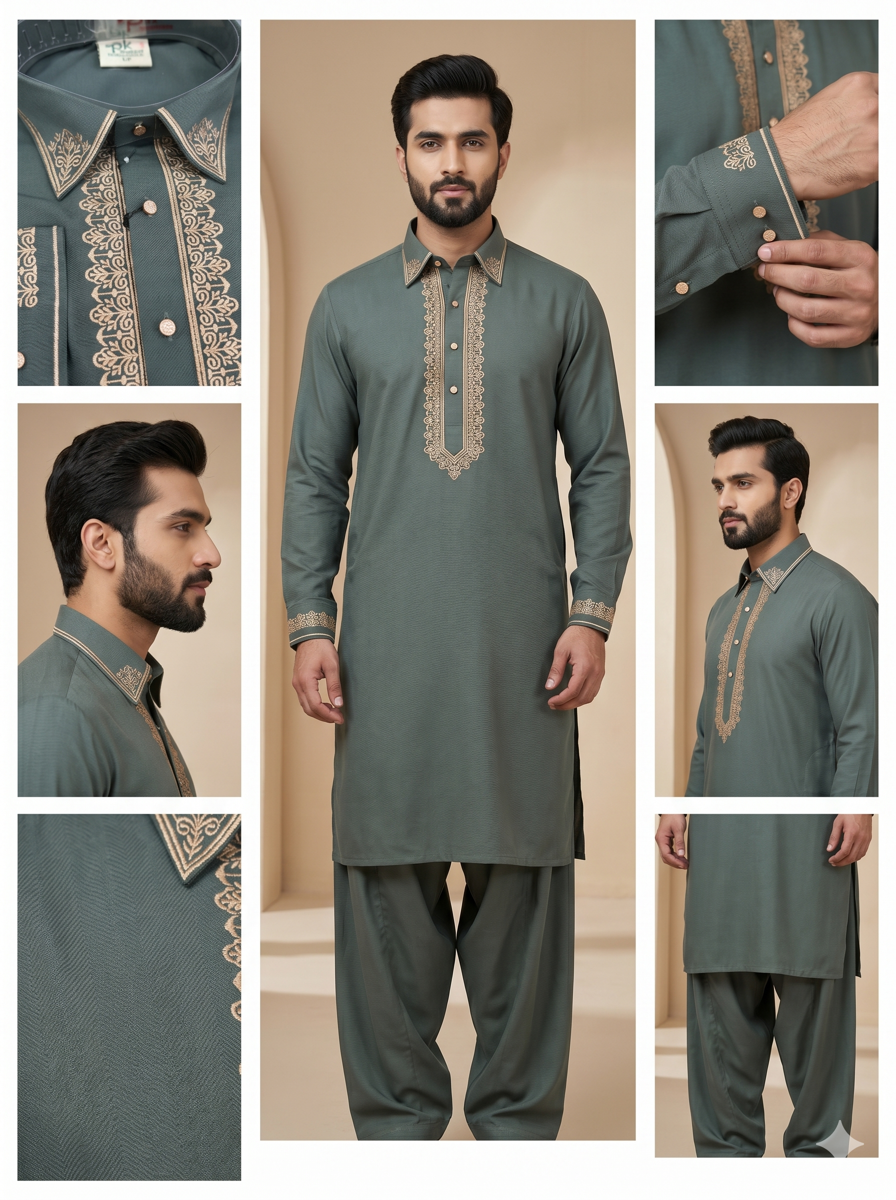Armani Embroidery Pathani