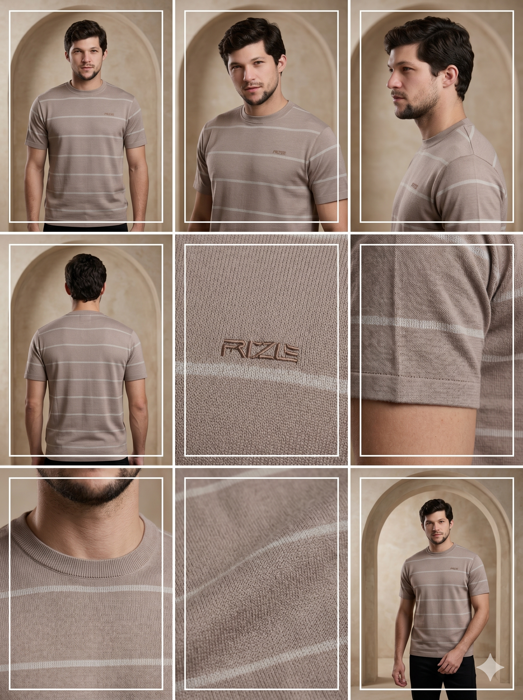 Rose Quartz Textured Stripe Tee