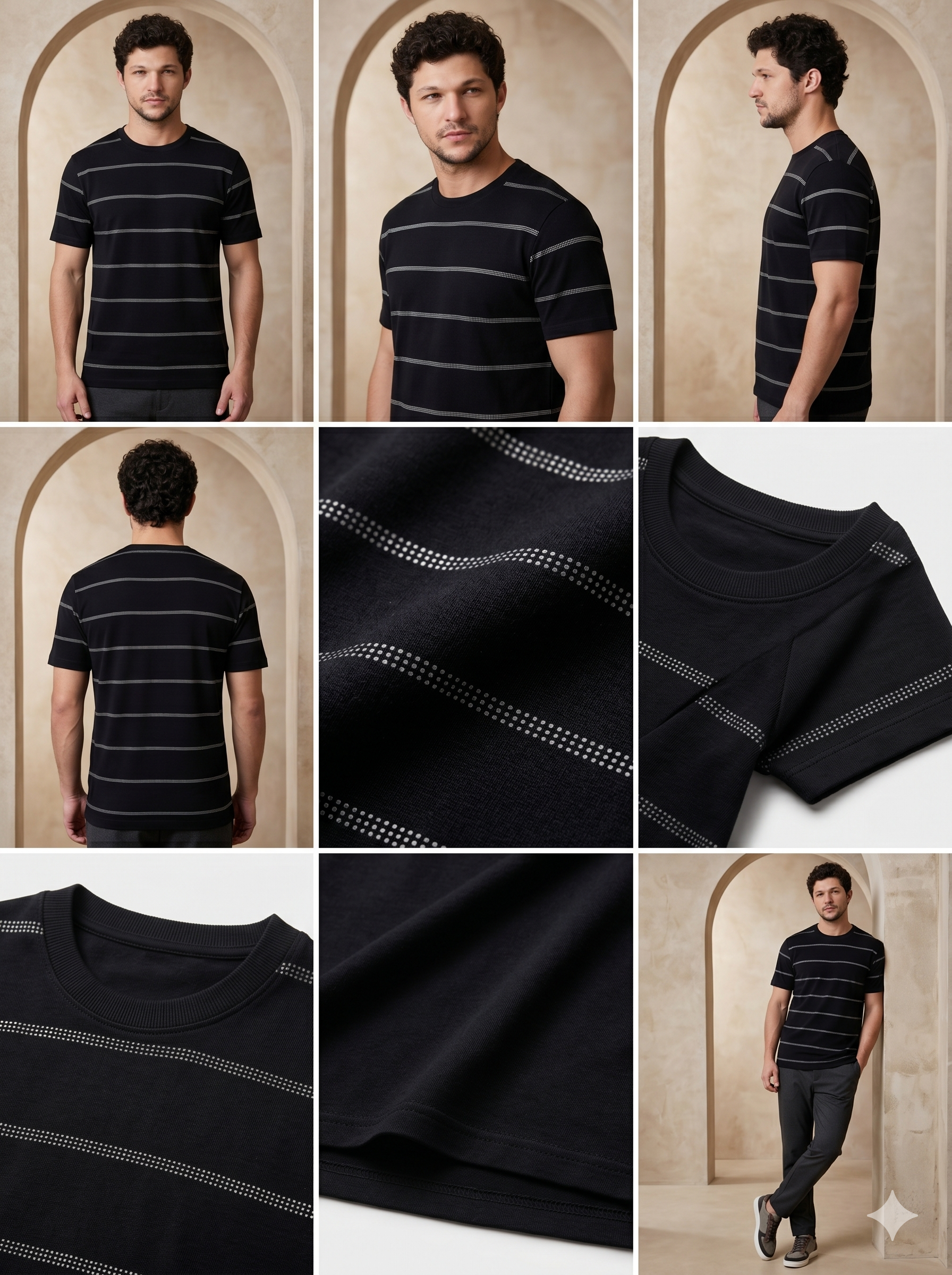 Rose Quartz Textured Stripe Tee
