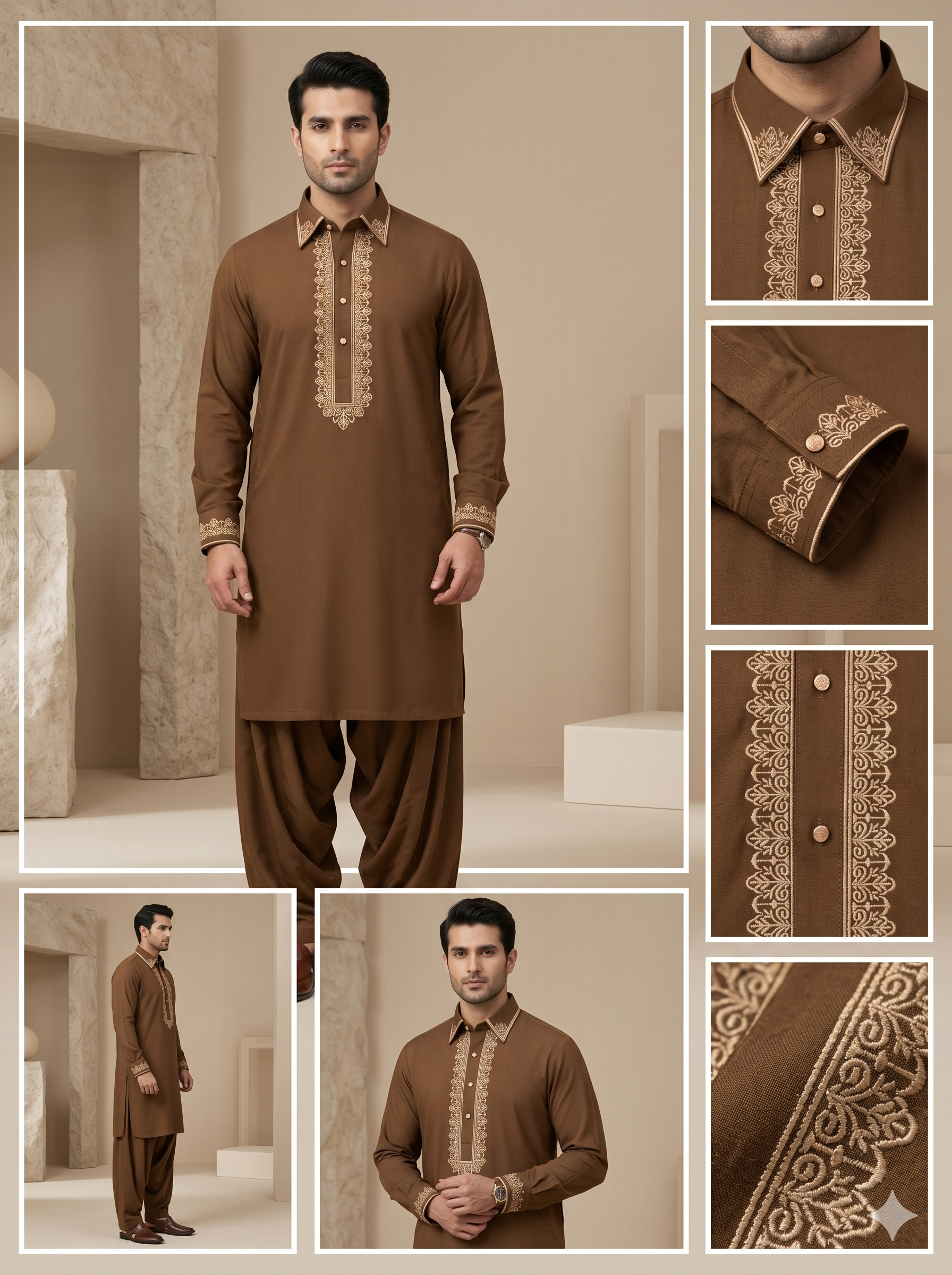 Armani Embroidery Pathani