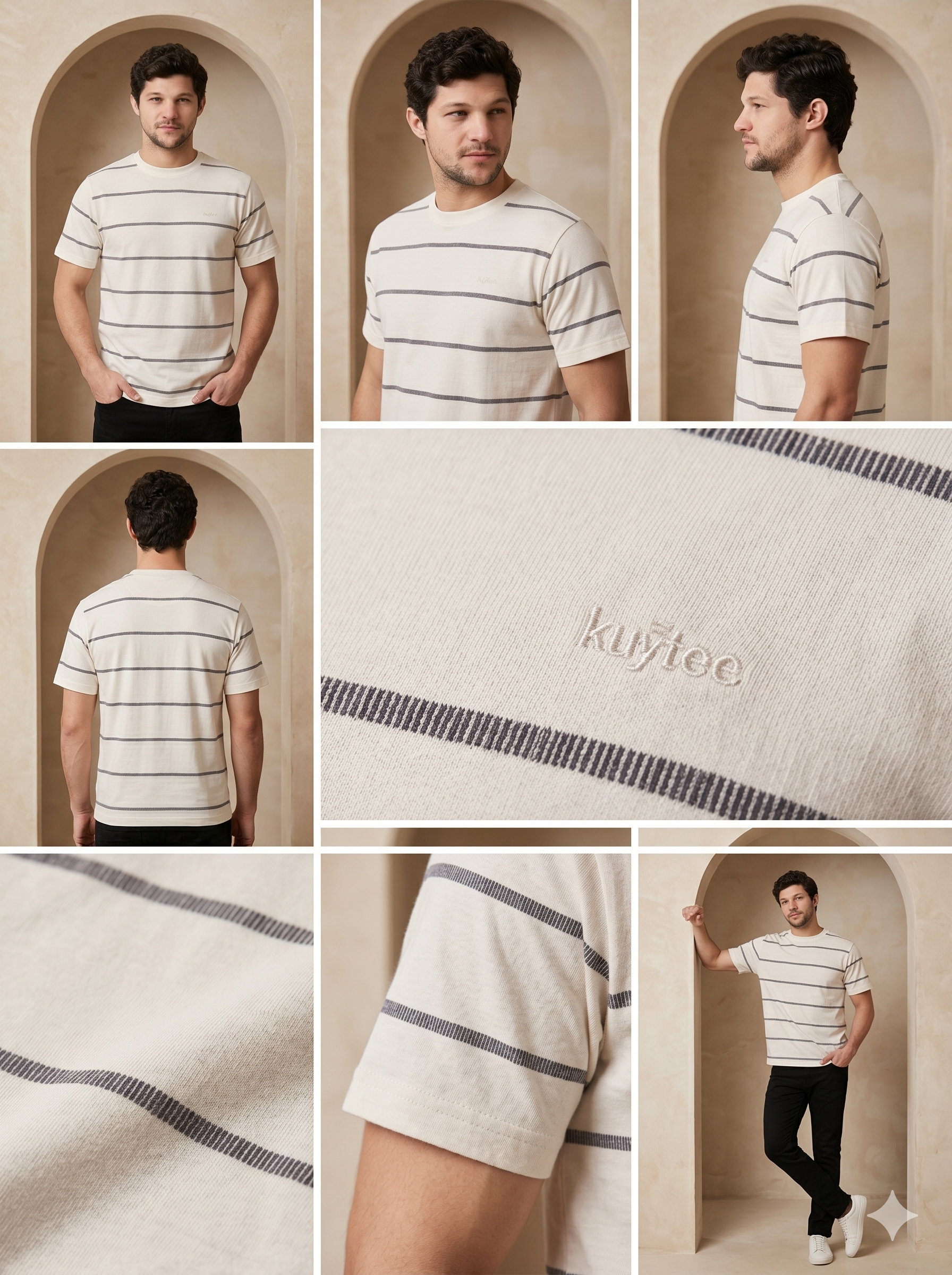 Rose Quartz Textured Stripe Tee