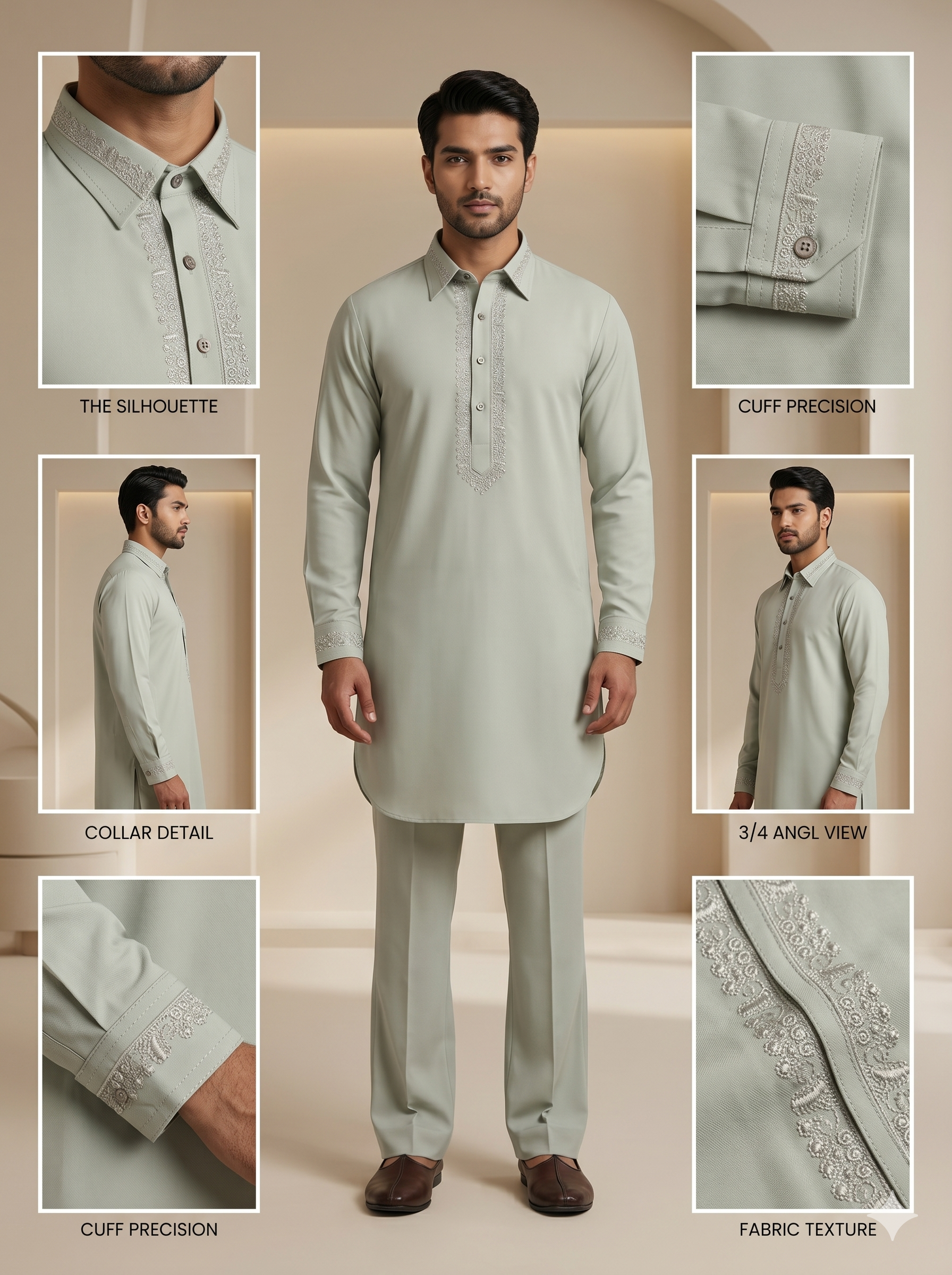 Armani Embroidary ShortKurta Bootcut Design 2