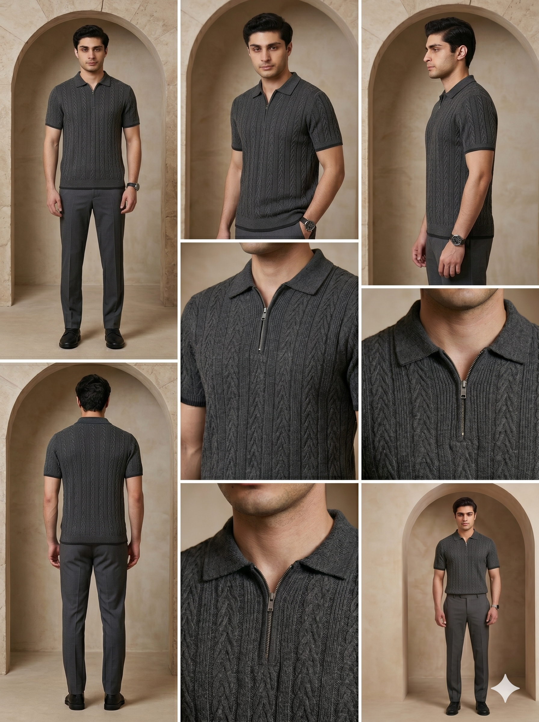 The Vanguard Cable-Knit Quarter-Zip Polo