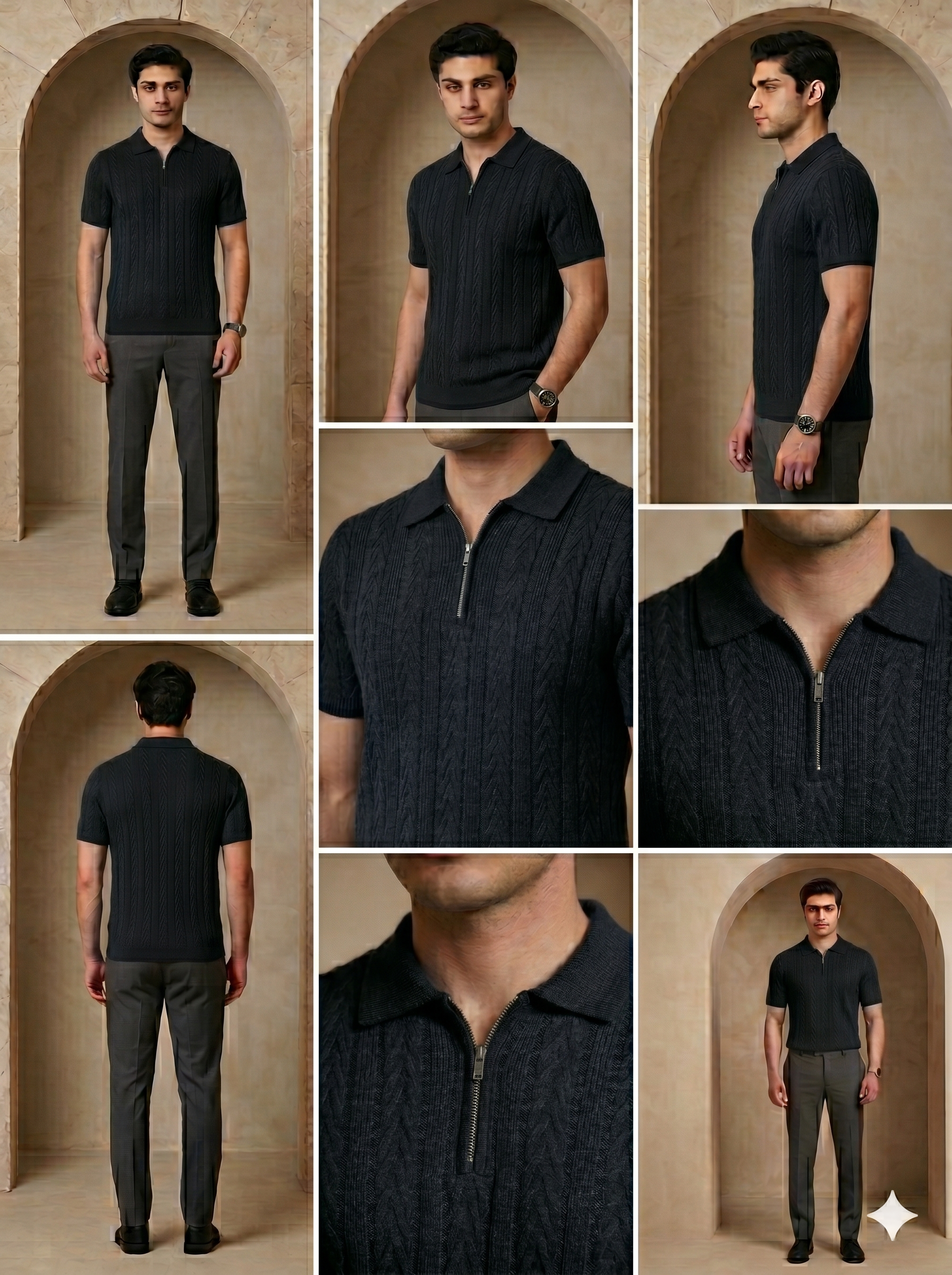 The Vanguard Cable-Knit Quarter-Zip Polo