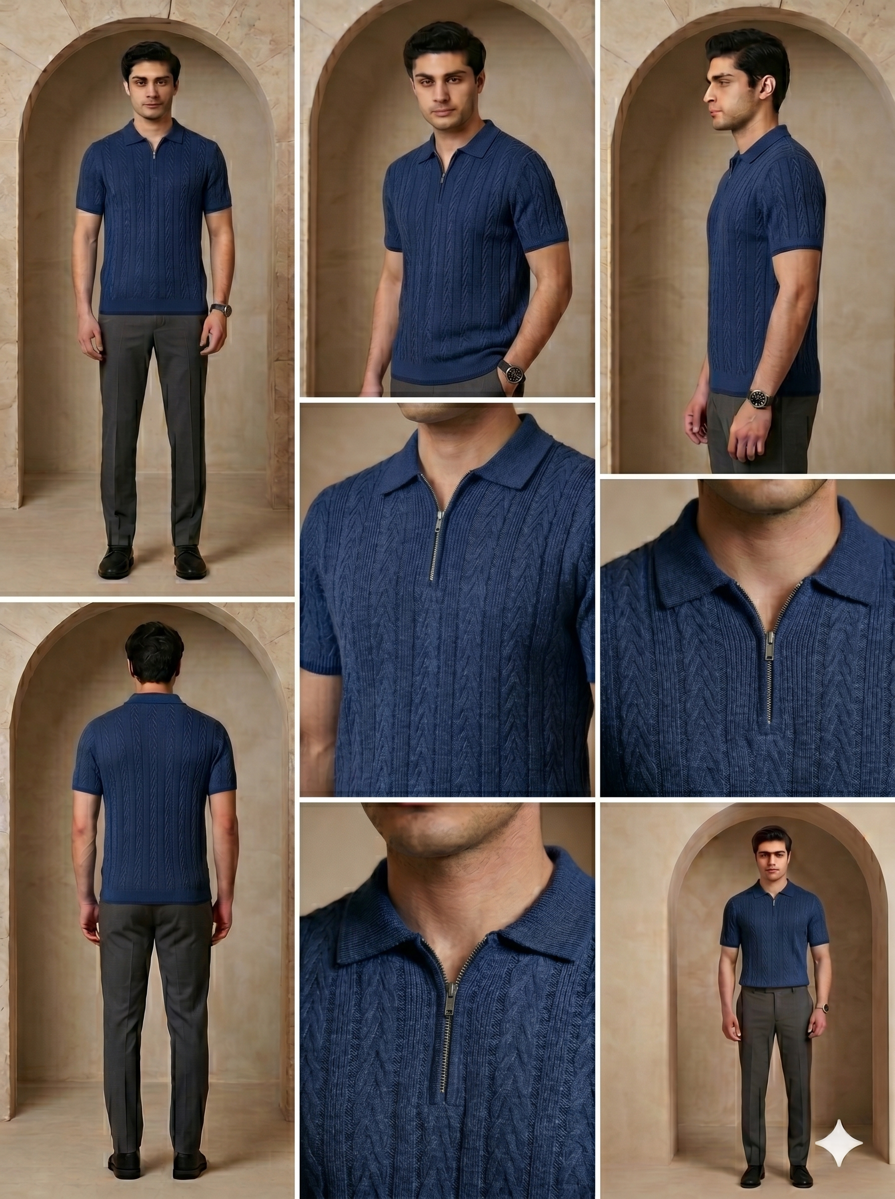 The Vanguard Cable-Knit Quarter-Zip Polo